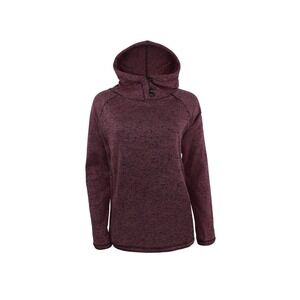 Victory Outfitters Hoodie Women Med Burgundy Marled Button-Neck Fleece Pullover
